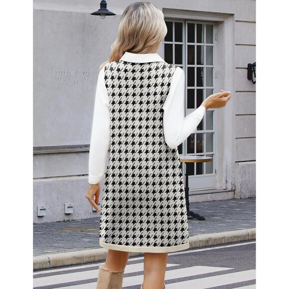 Women's Sweater Vest Dresses V Neck Sleeveless Knit Sweater with Pockets Fall - Picture 6 of 6